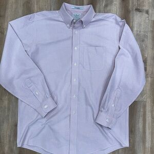 L.L. Bean Wrinkle Free Traditional Fit .Pink Blue Striped Shirt. Size 16-34